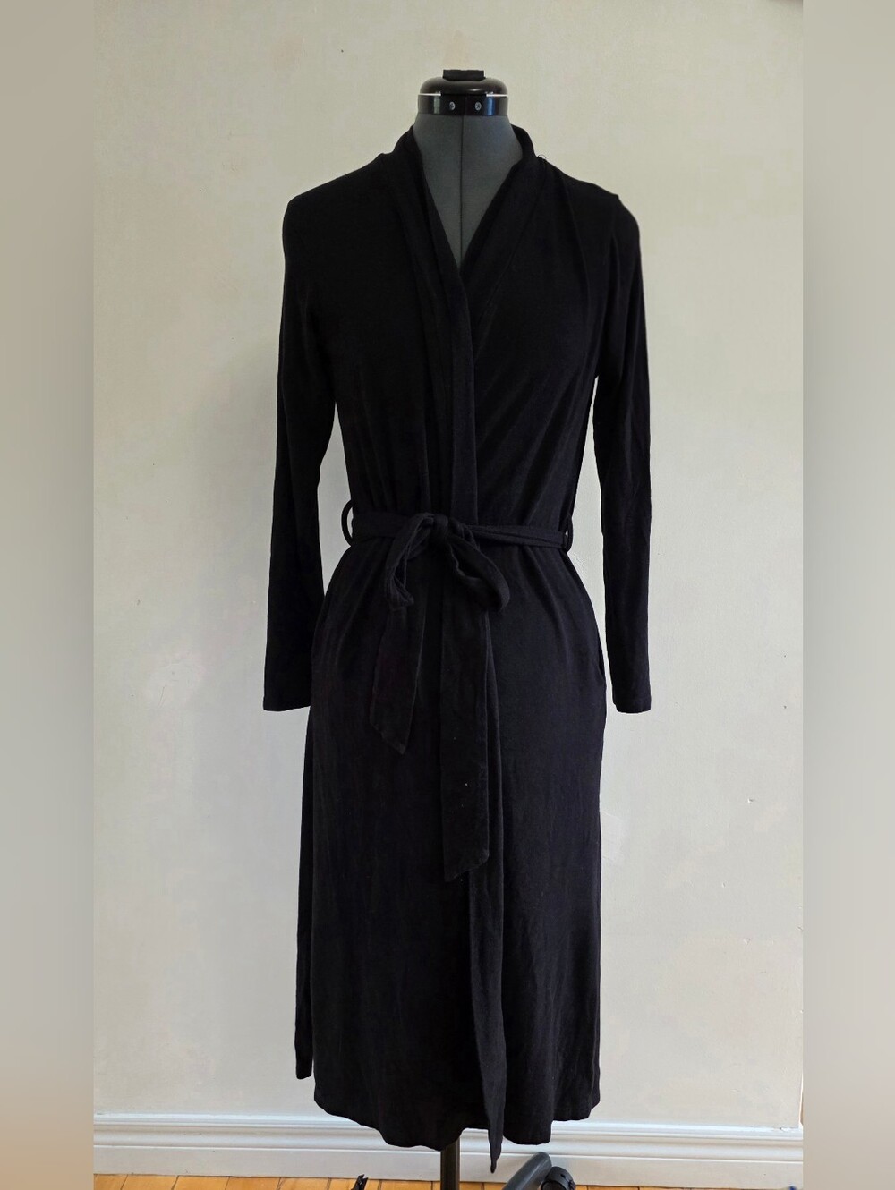 Smash + Tess Black Bamboo The Carrie CardiRobe Duster Long Wrap Cardigan Size S